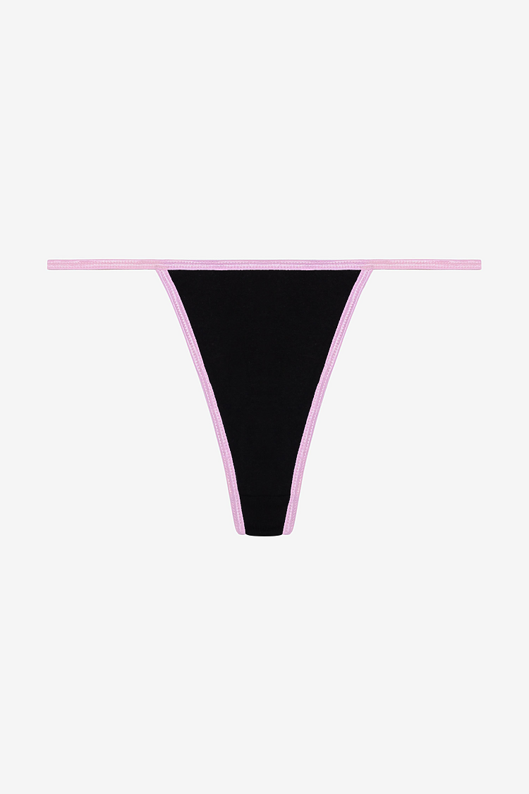 Baby Rib Thong Black/Baby Pink